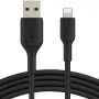 Кабел за зареждане и синхронизация Belkin USB-A - Lightning, Black (CAA001BT1MBK)
