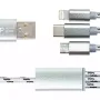 كابل PowerPlant USB AM - USB-C/Lightning/Micro, Gray (CA910663)