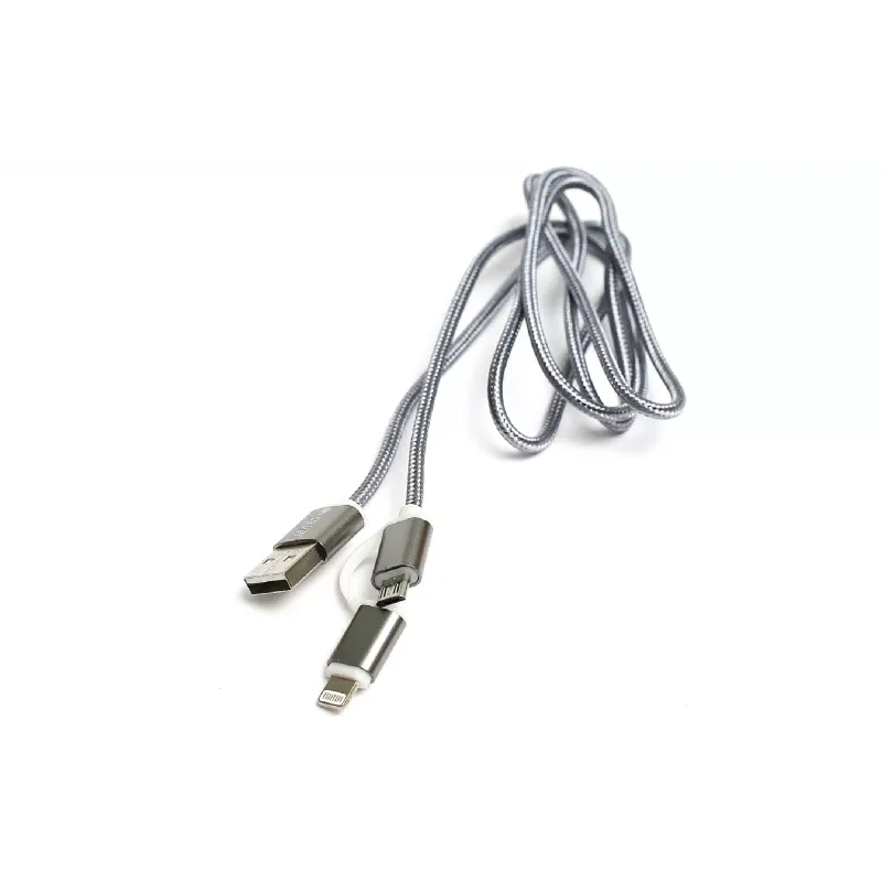كابل PowerPlant USB 2.0 AM - Lightning/Micro, Grey (KD00AS1289)