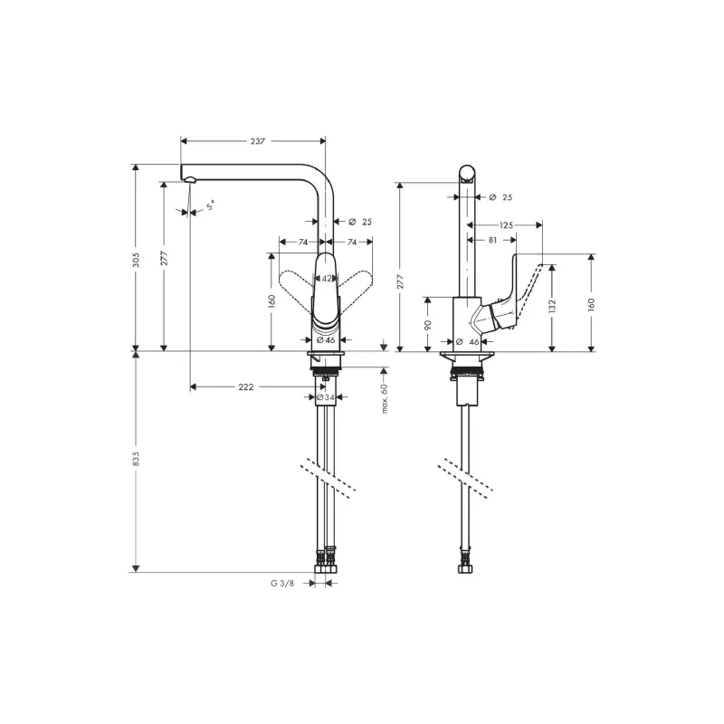 Смеситель для кухни Hansgrohe, Black (31817670)
