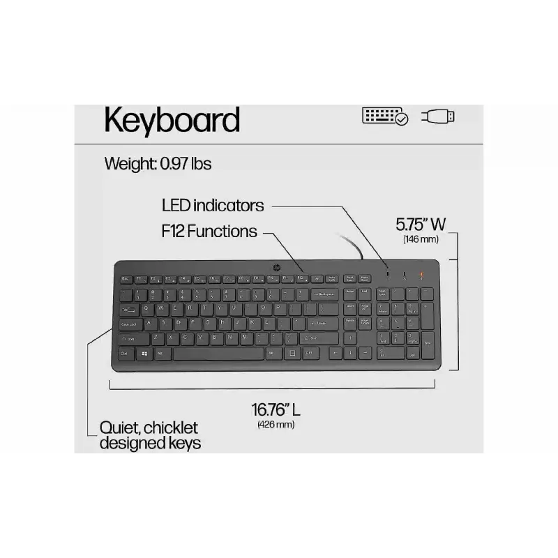 Πληκτρολόγιο μεμβράνης HP, Black (664R5AA)