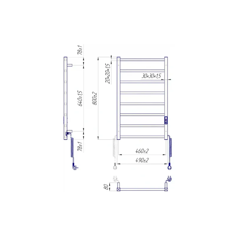 Heated towel rail Mario (2.2.1702.03.P)