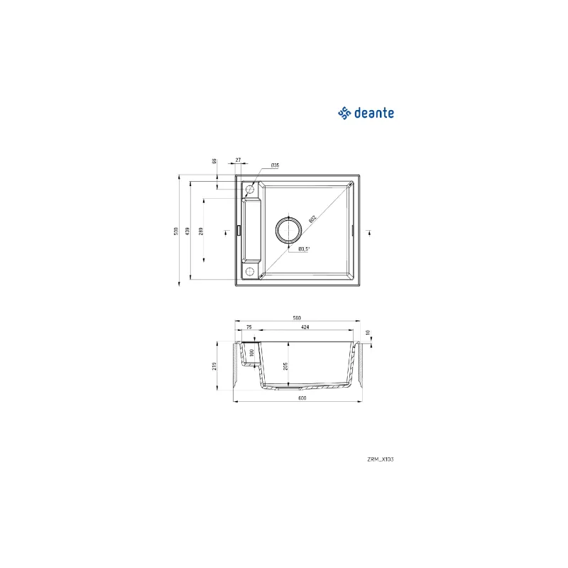 Kitchen sink Deante Magnetic (ZRM_T103), Anthracite