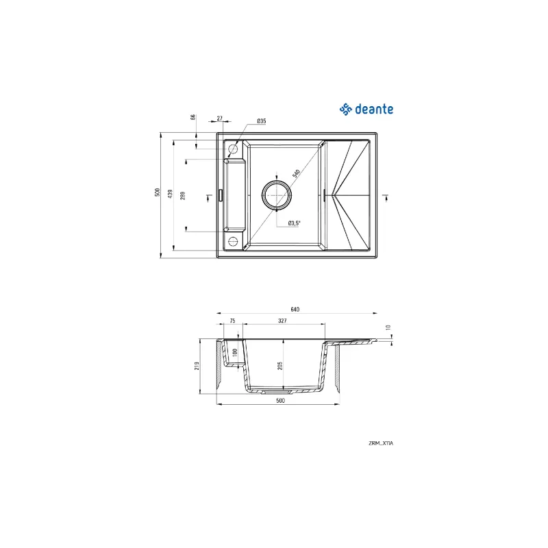 Kitchen sink Deante Magnetic (ZRM_N11A), Matte Black