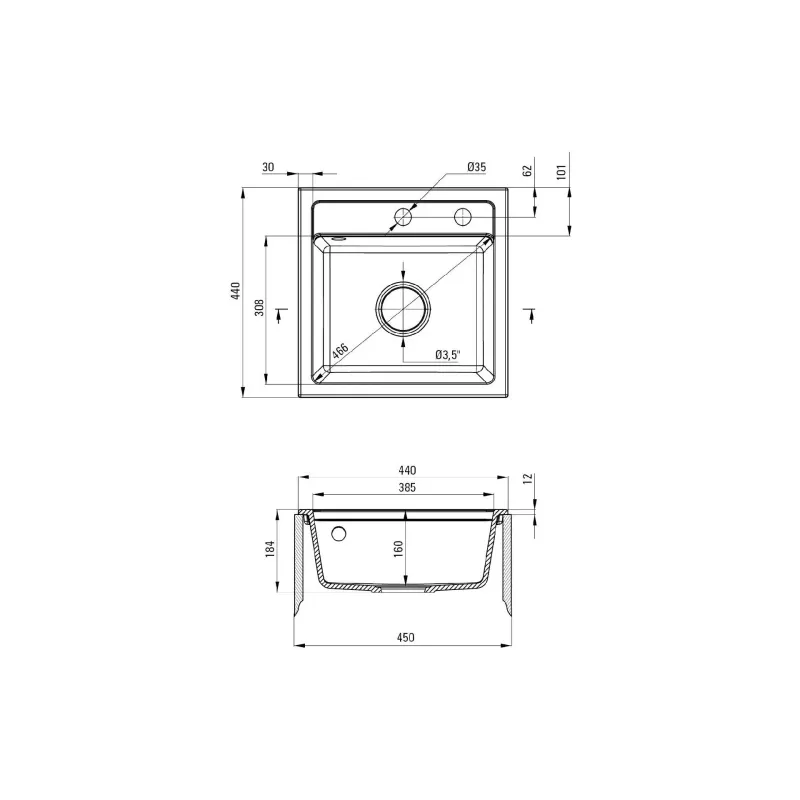 Kitchen sink Deante, Gray (ZQZ_S103)