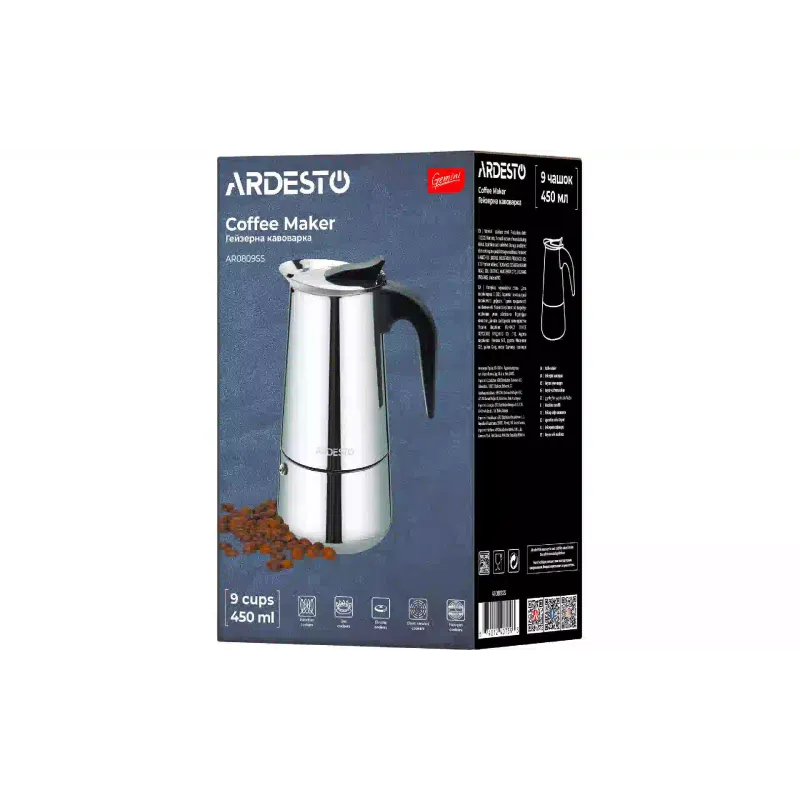 Geyser-Kaffeemaschine Ardesto Gemini Apulia, Stainless steel (AR0809SS)