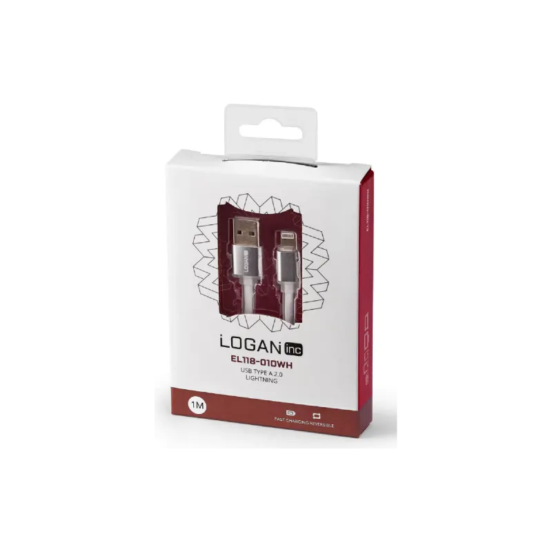 Kabel za polnjenje in sinhronizacijo Logan USB - Lightning, White (EL118-010WH)