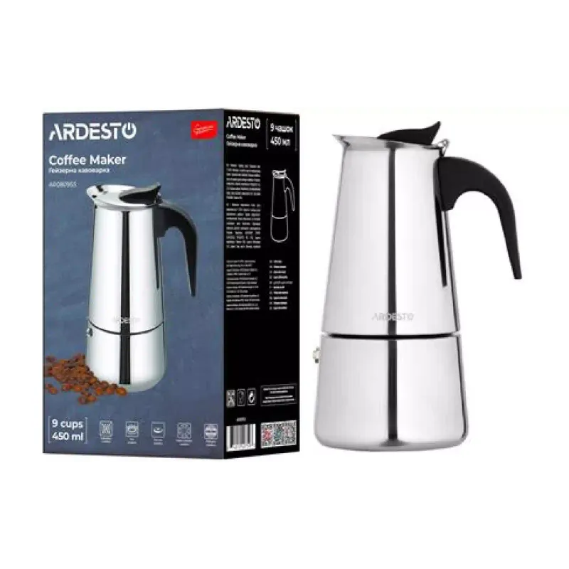 Geyser-Kaffeemaschine Ardesto Gemini Apulia, Stainless steel (AR0809SS)