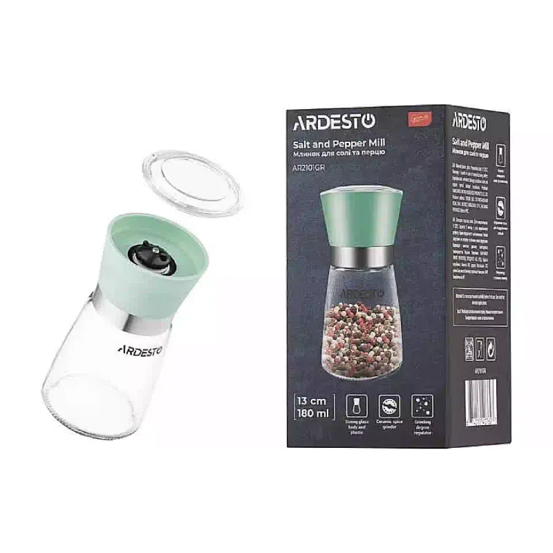 Salt and pepper mill Ardesto Gemini, Green (AR2101GR)