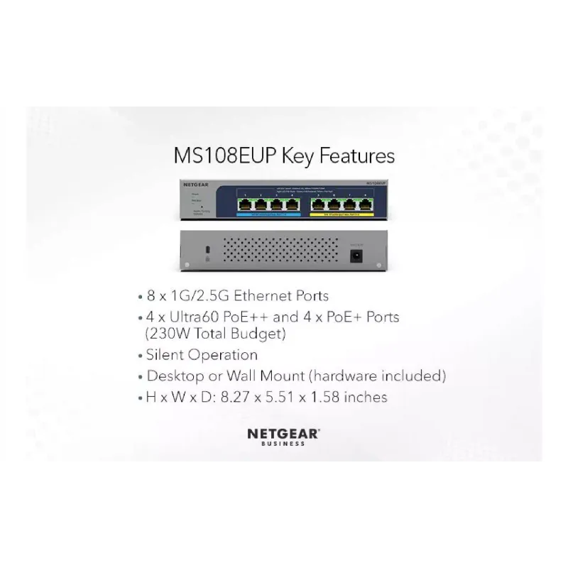 Комутатор Netgear  MS108UP (MS108EUP-100EUS)