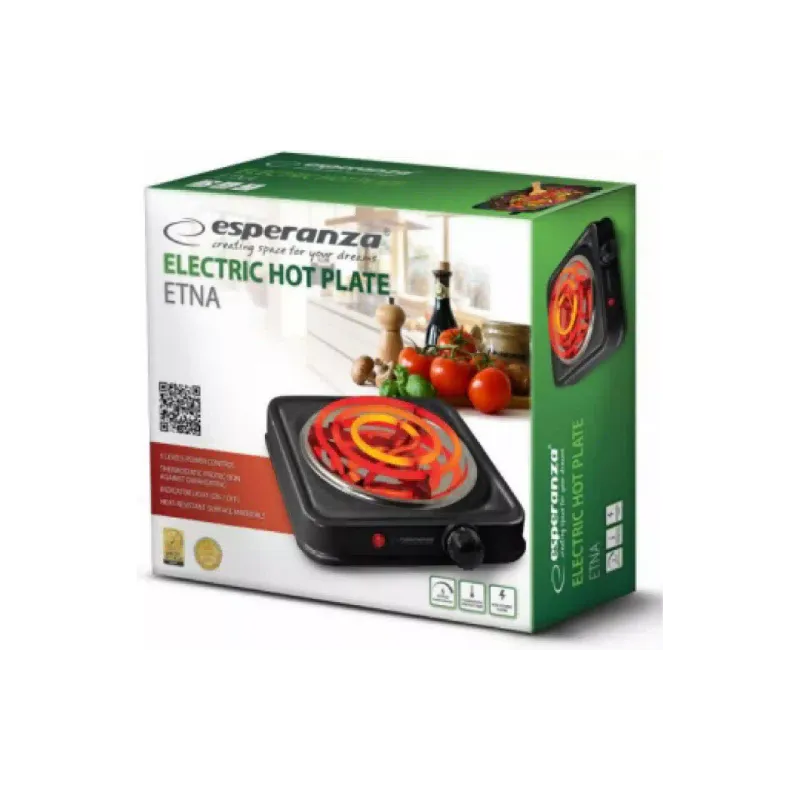 Electric stove Esperanza (EKH012K), 1000 W, Black