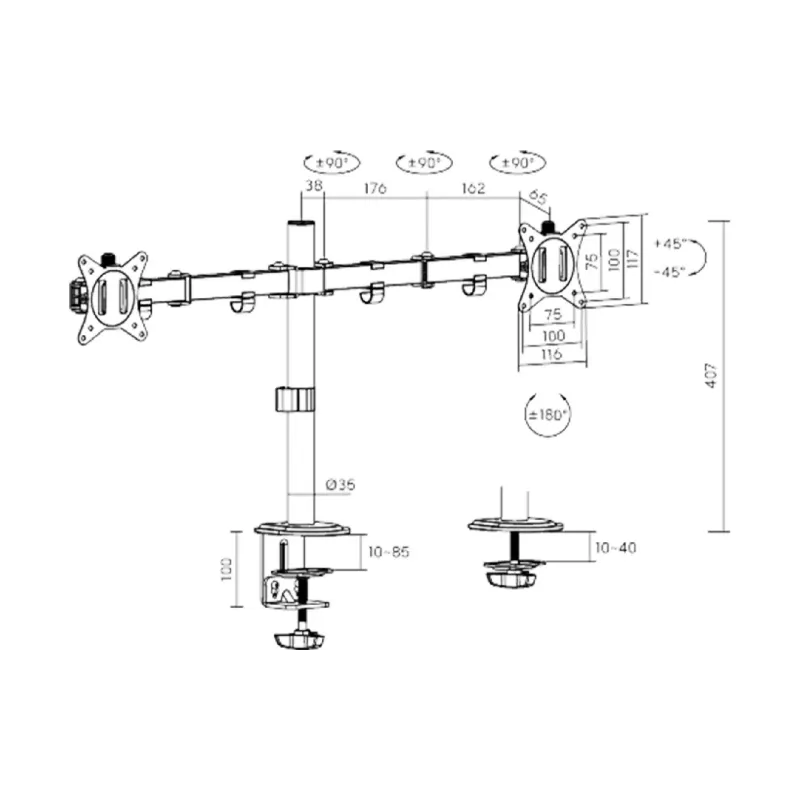 Кріплення для двох моніторів Brateck 17"-32"  (LDT66-C024)