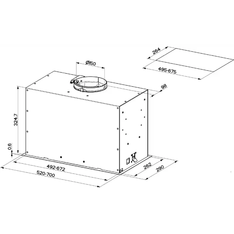 غطاء الشفاط Faber A52, Black (305.0658.608)