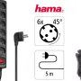 6-socket power strip Hama (00137266), Black