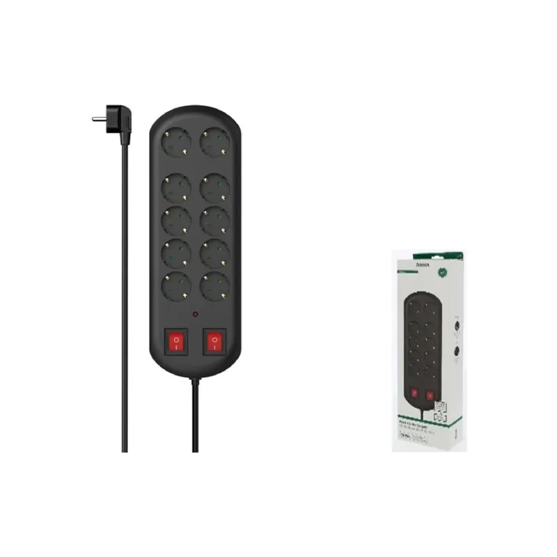 10-socket power strip Hama (00223164), Black
