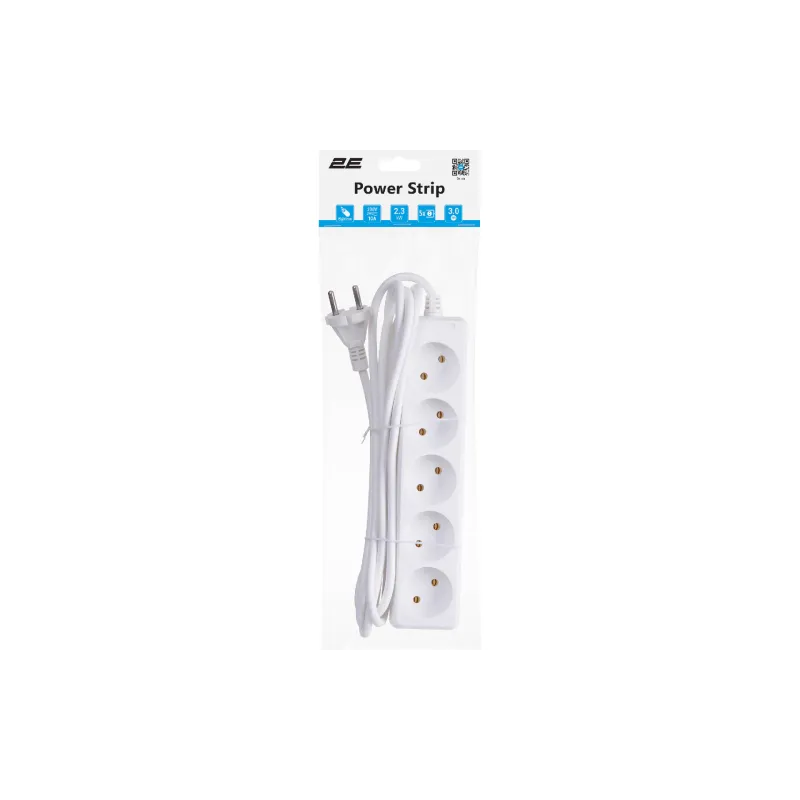 Мрежов удължителен кабел 2E, White (2E-U05M3)