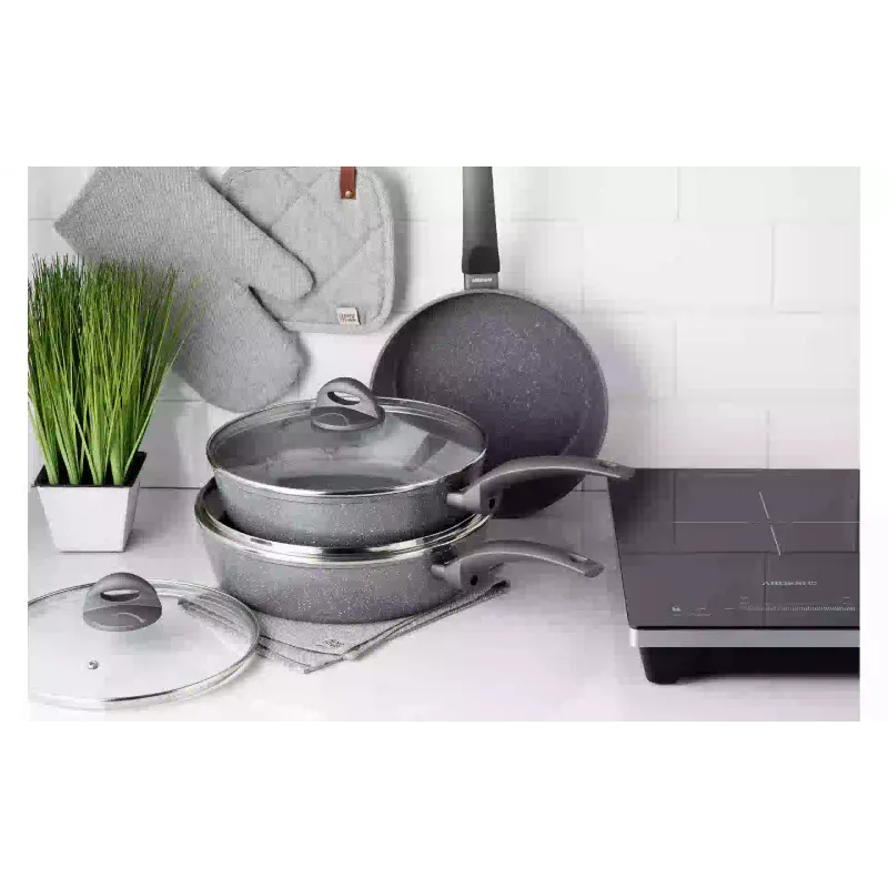 مقلاة عميقة مع غطاء Ardesto Gemini Gourmet Apulia, Gray (AR2428GGL)