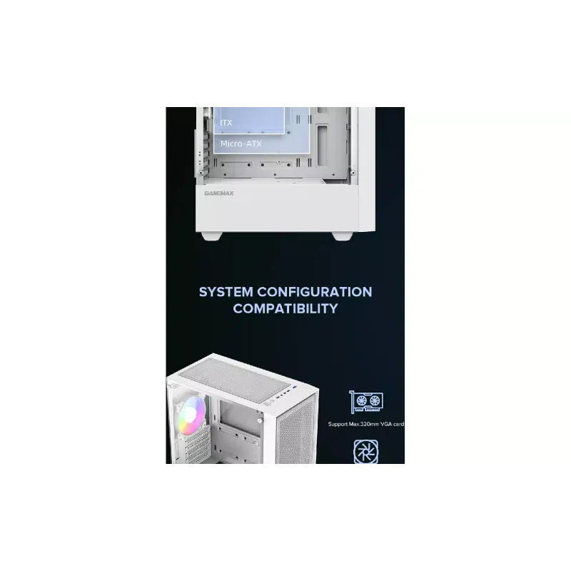 حالة الكمبيوتر Gamemax (Storm-White)