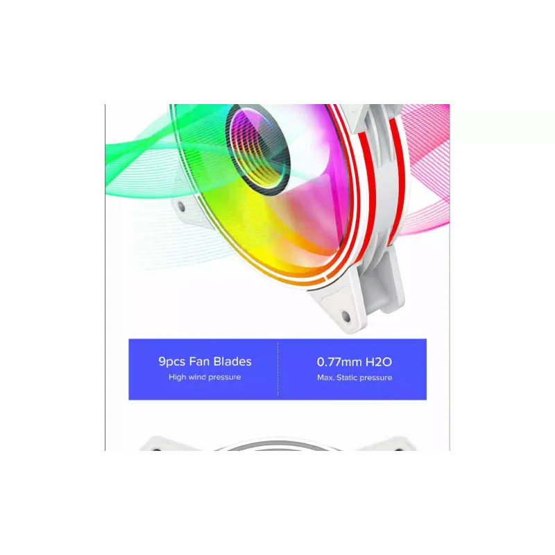 مروحة العلبة Gamemax (FN-12Rainbow-Q-Infinity-WT)