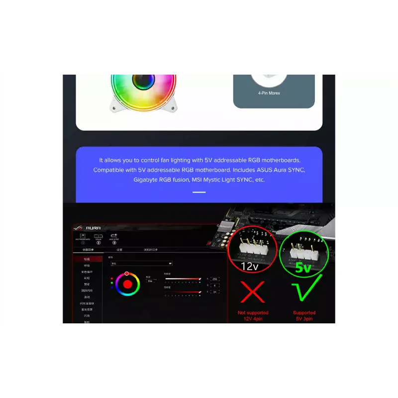 مروحة العلبة Gamemax (FN-12Rainbow-Q-Infinity-WT)