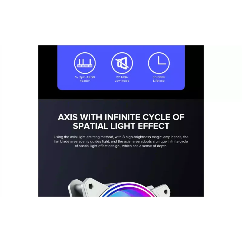 مروحة العلبة Gamemax (FN-12Rainbow-Q-Infinity-WT)