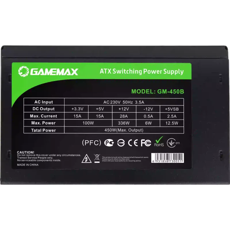 μονάδα ισχύος Gamemax, Black (GM-450B)