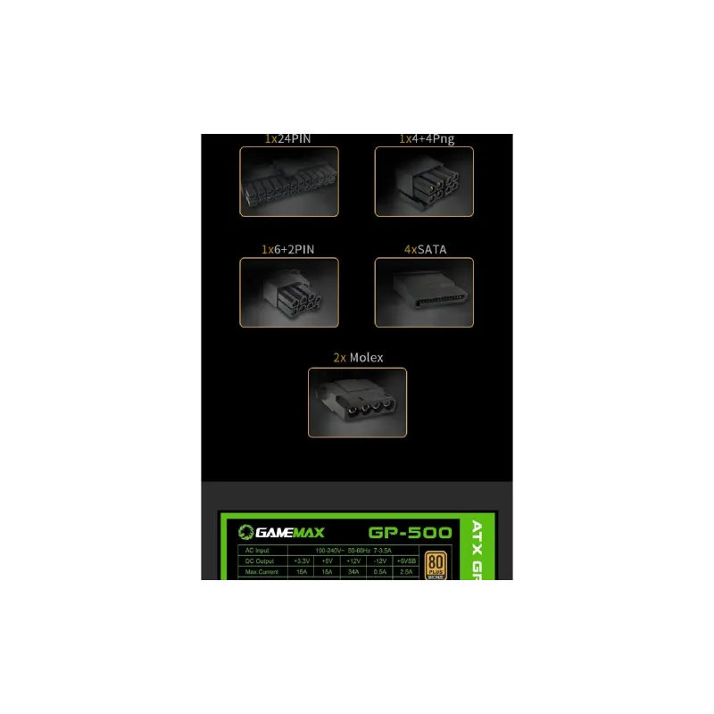 unidade de potência Gamemax, Black (GP-500)