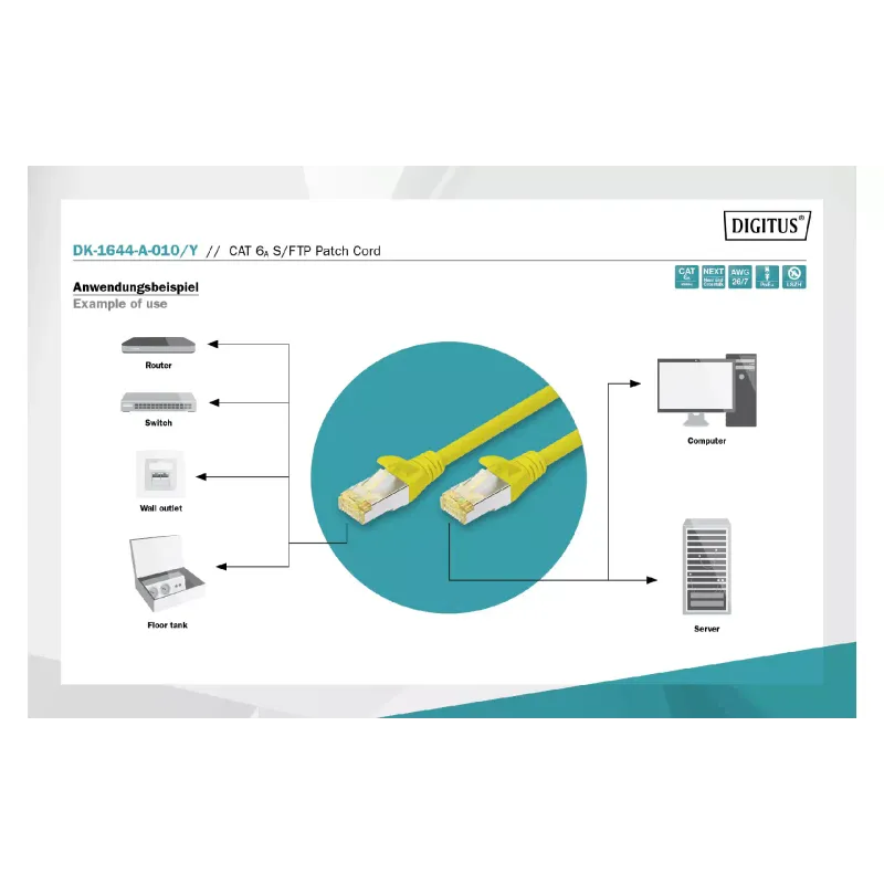 Патч-корд Digitus  Yellow (DK-1644-A-010/Y)