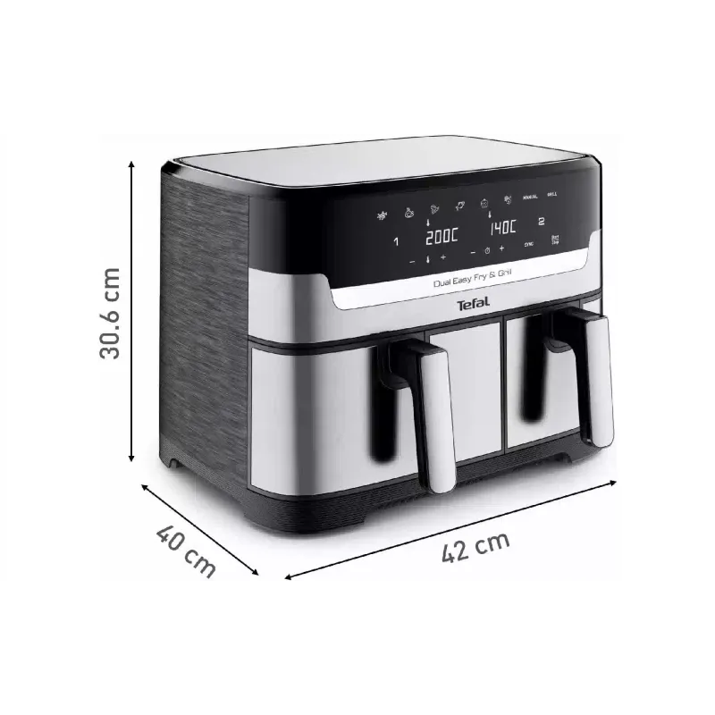 Multi-Backofen Tefal Dual Easy Fry & Grill AirFryer, Black (EY905D10)