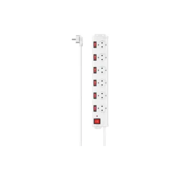6-socket power strip Hama (00223159), White