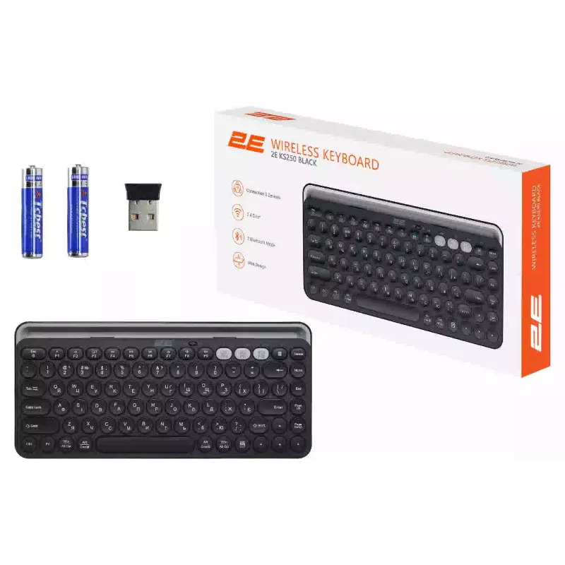 Membrán billentyűzet 2E, Gray (2E-KS250WBK_UA)