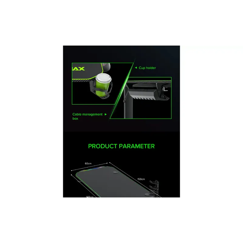 Компютърно бюро Gamemax, Black (D140 Carbon-RGB)