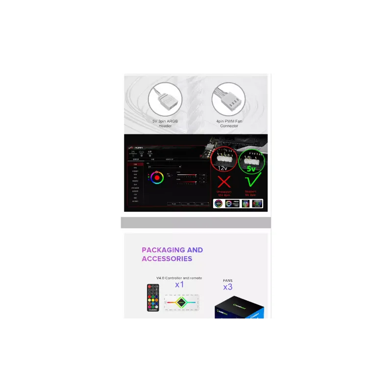 Корпусный вентилятор Gamemax  (KF300-WH)