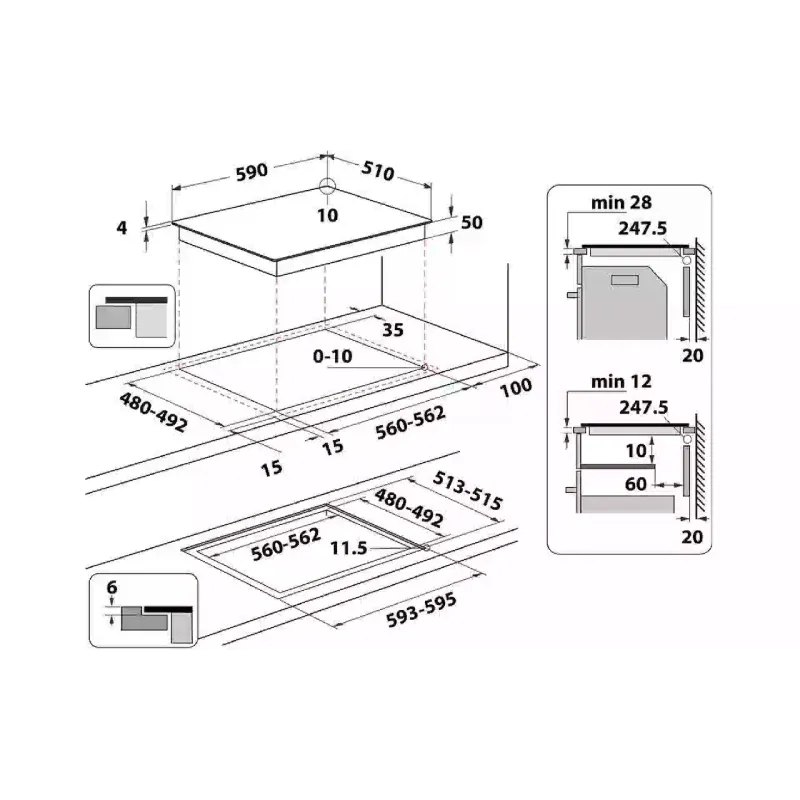 موقد Whirlpool, Black (WLB4060CPNE)