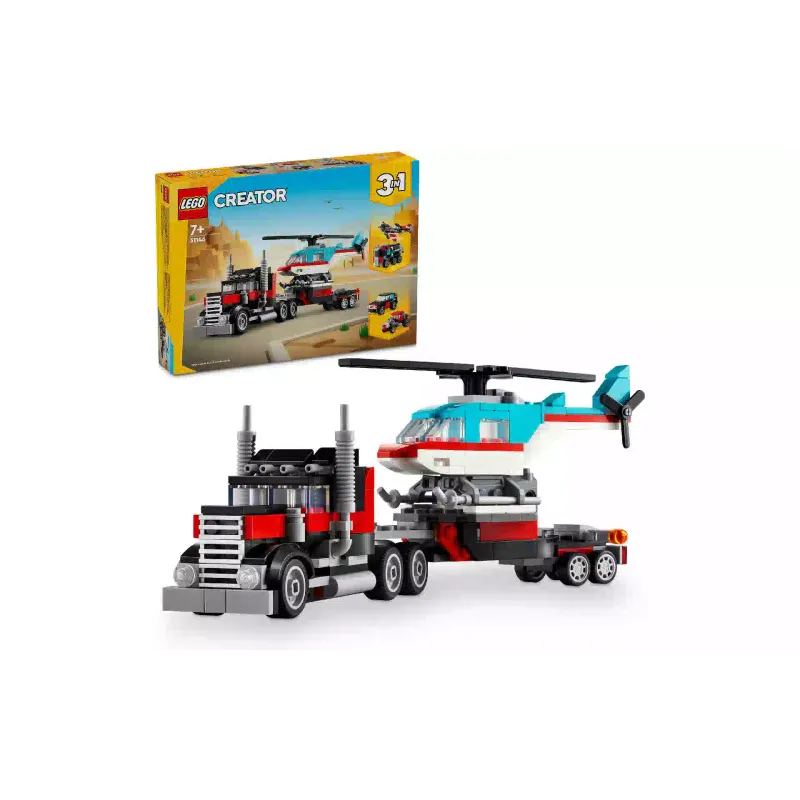 Konstruktőr LEGO Creator 3-in-1 Flatbed Truck with Helicopter (31146)