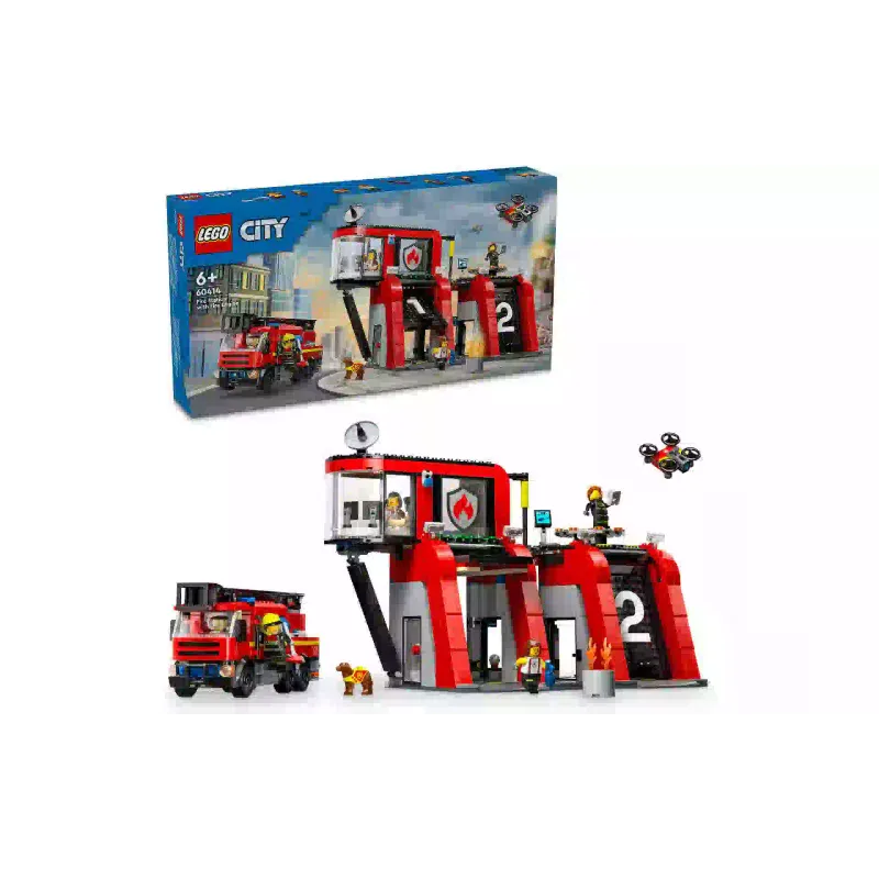 Konstruktor LEGO City Fire Fire Station with Fire Truck (60414)