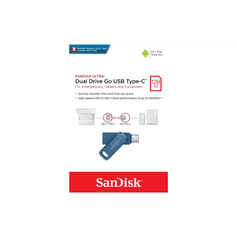 USB-meghajtó Sandisk, Blue (SDDDC3-128G-G46NB)