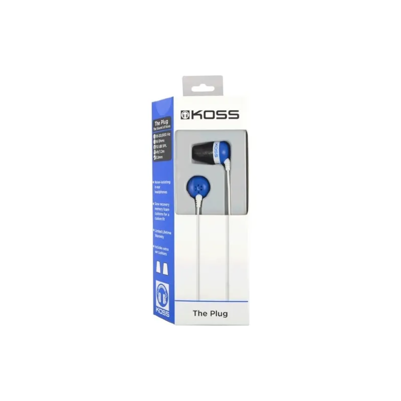 سماعات داخل الأذن Koss The Plug Noise Isolating, Blue (196544.101)