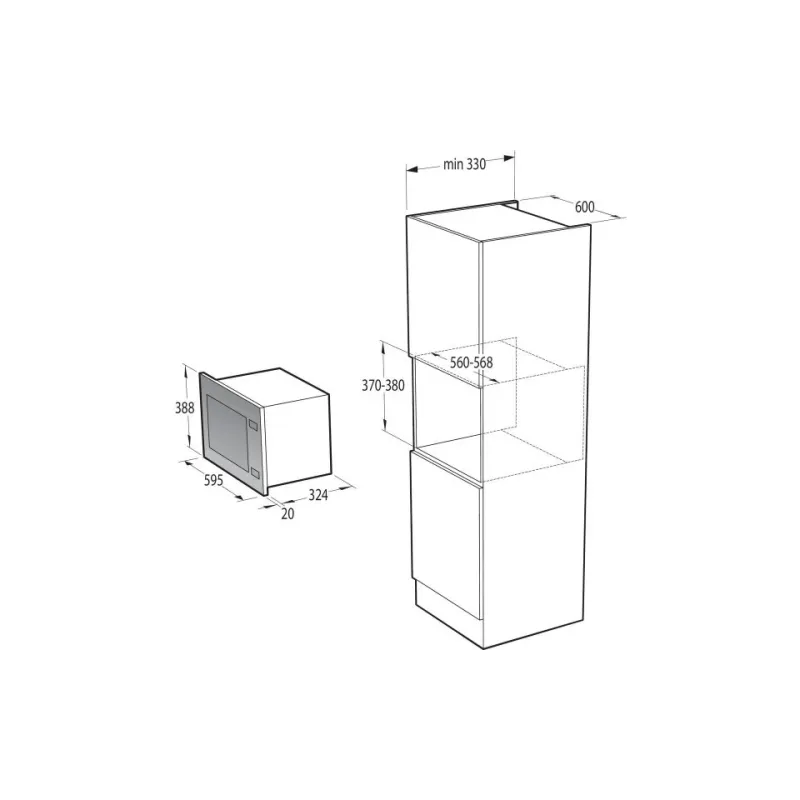 فرن ميكروويف مدمج Gorenje BMX201AG1BG, Black (BMX201AG1BG)
