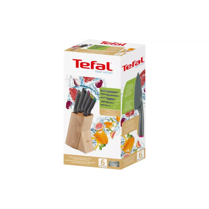 Conjunto de facas Tefal Fresh Kitchen, Black (K122S504)