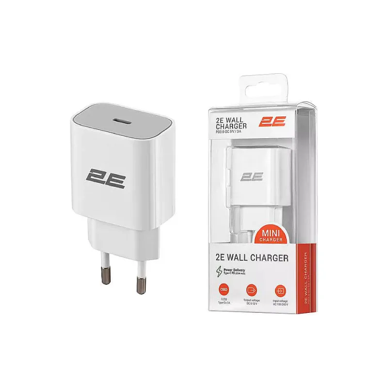 Charger 2E, White (2E-WC1USBC25W-W)