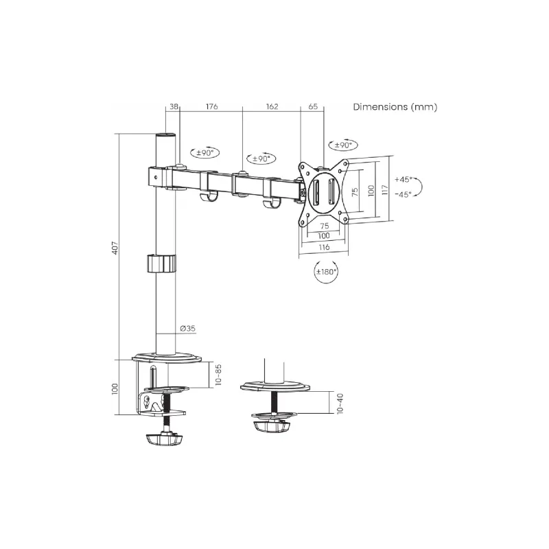 Кріплення для монітора Brateck 17"  (LDT66-C012)