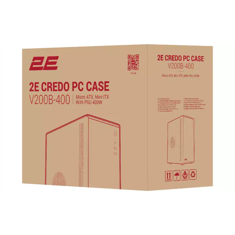 Gabinete para PC 2E Credo, Black (2E-V200B-400)