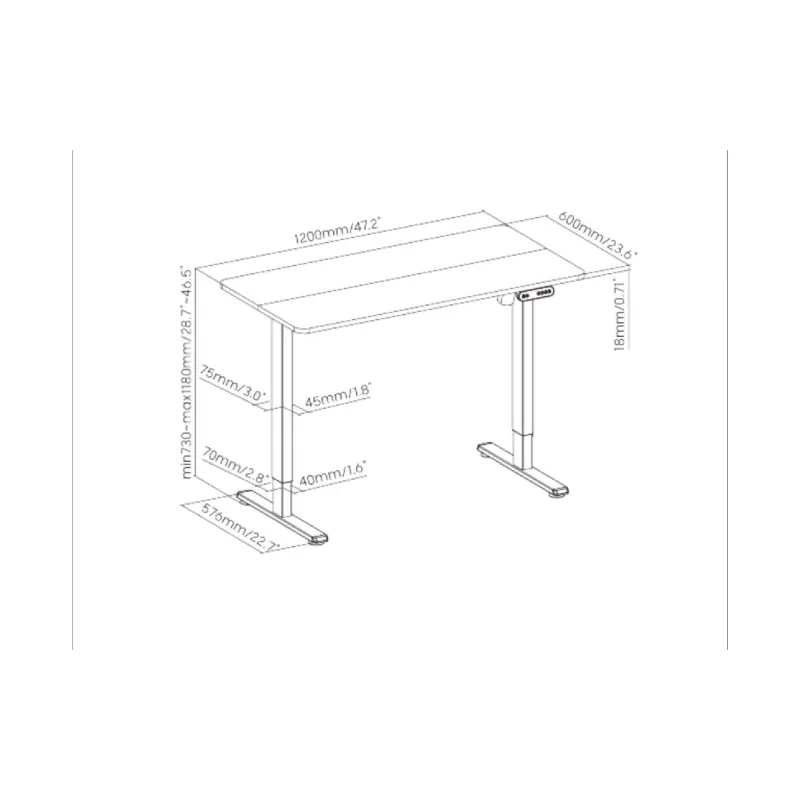 Számítógépasztal 2E, White (2E-CE120W-MOTORIZED)