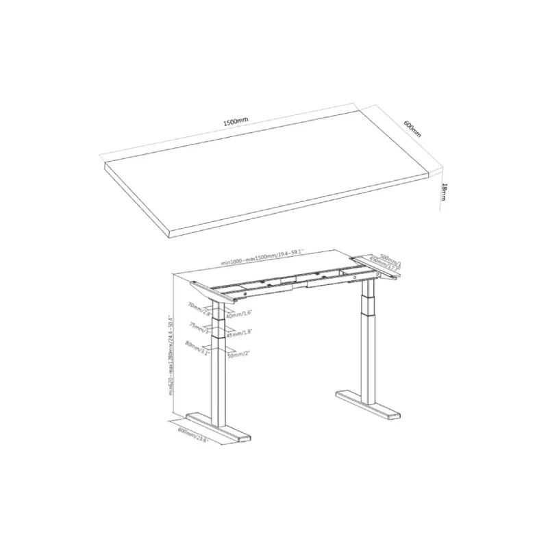 Számítógépasztal 2E (2E-CE150WOLD-MOTORIZED)