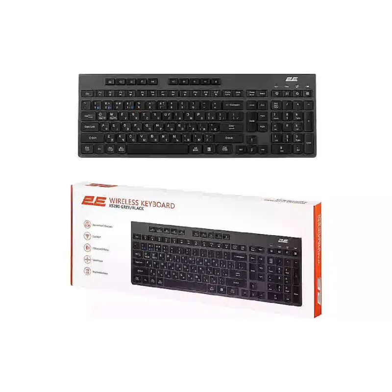 لوحة مفاتيح غشائية 2E KS280, Black/Grey (2E-KS280WBGR_UA)