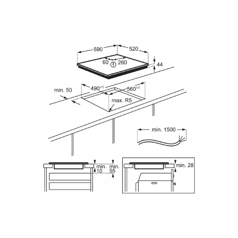 Hob Electrolux (EIS62453), Black