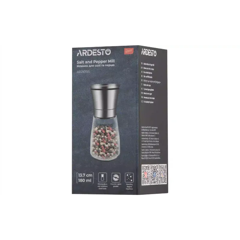 Salt and pepper mill Ardesto Gemini, Transparent (AR2101SS)