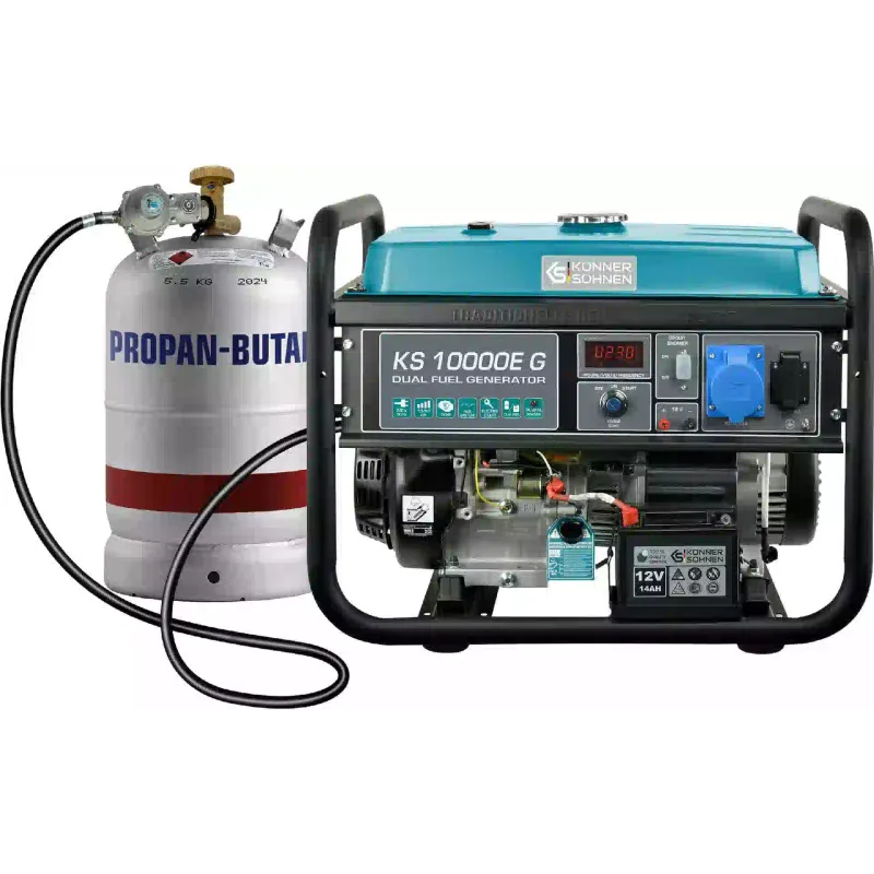 Генератор газо-бензиновый Konner&Sohnen, 8 кВт, 1 фаза, электростартер (KS 10000E G)