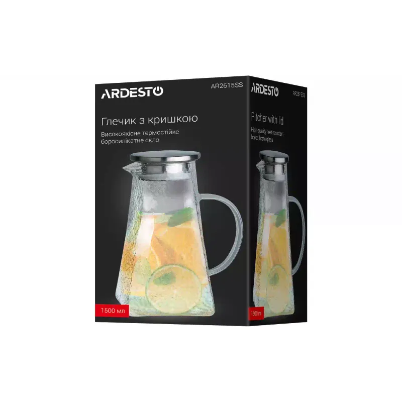 Jarro com tampa Ardesto, Transparent (AR2615SS)
